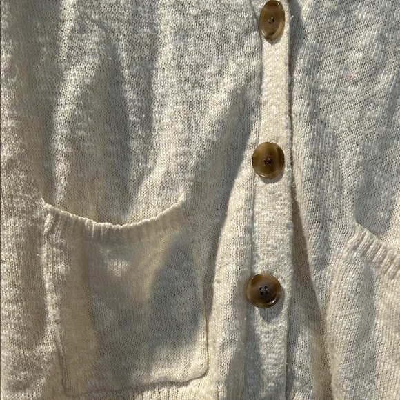 J. Crew Cream Button-Front V-Neck Cardigan Medium Cotton Blend Spring - Picture 3 of 4